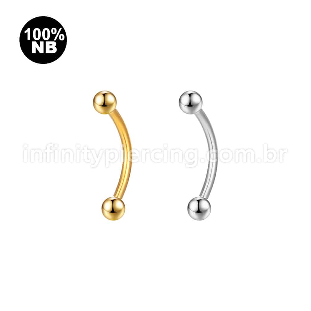 Piercing Barbell Curvo Nióbio Rosca Externa